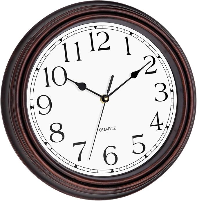 Foxtop 12 Inch Wall Clocks Battery Operated Silent Non-Ticking Classic Vintage Retro Wall Clock Decorative for Office Living Room Kitchen Home (Bronze)