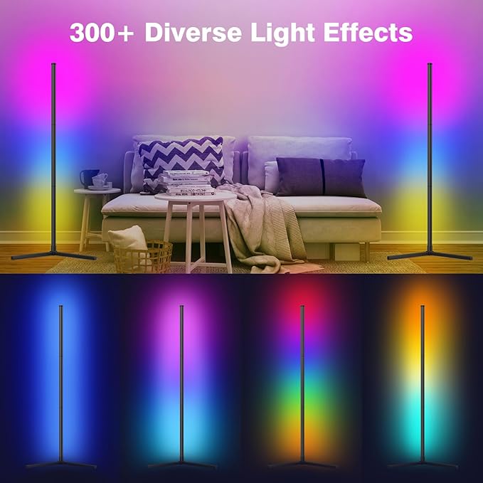 LED Corner Lamp, RGB Corner Floor Lamp with APP and Remote Control, 16 Million Colors & 68+ Scene Color Changing Ambience Light with Music Sync for Living Room, Bedroom, Gaming Room