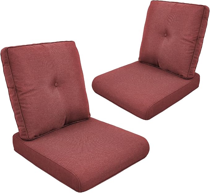 Outdoor Chair Cushions-Patio Chair Cushions Set of 2 with Removable Cover 22 X 25 Inch Outdoor Cushions for Patio Furniture Chair Sofa Couch-Red
