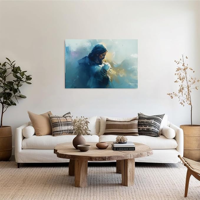 Christian Wall Art Print, Religious Scripture Biblical Decor, Faith-Based Inspirational Landscape with Cross, Digital Printed Canvas Poster for Church, Home Chapel, Prayer Room Decor