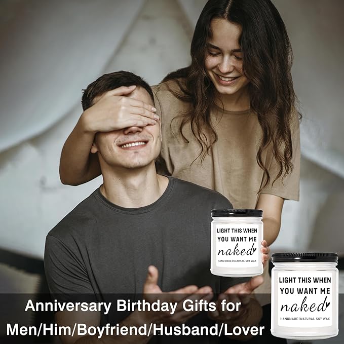 Homsolver Gifts for Boyfriend Husband Men Couples, Funny Birthday Anniversary Wedding Valentines Christmas Romantic Gifts for Boyfriend, Husband, Men, Naughty Unique Lavender Candle