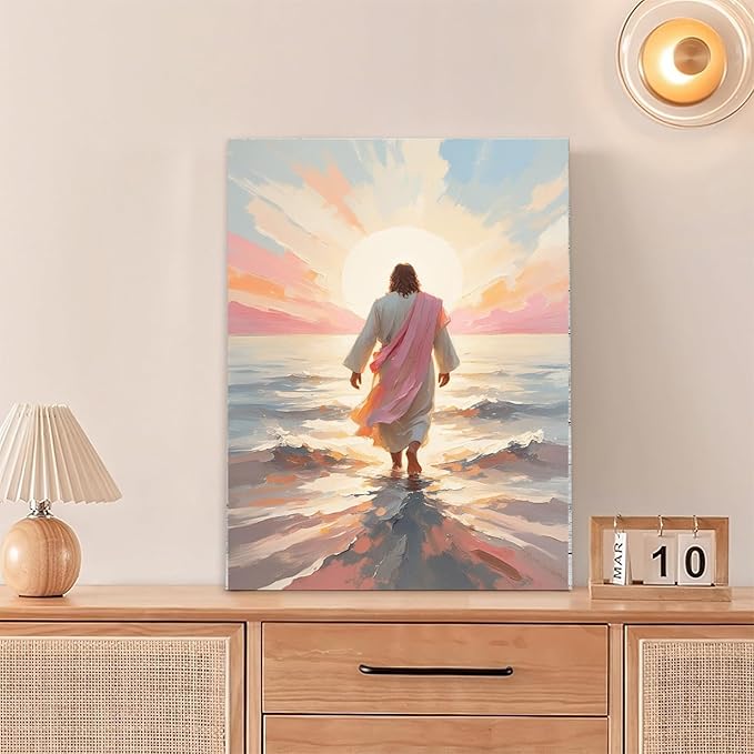 Christian Wall Art Print, Religious Scripture Biblical Decor, Faith-Based Inspirational Landscape with Cross, Digital Printed Canvas Poster for Church, Home Chapel, Prayer Room Decor