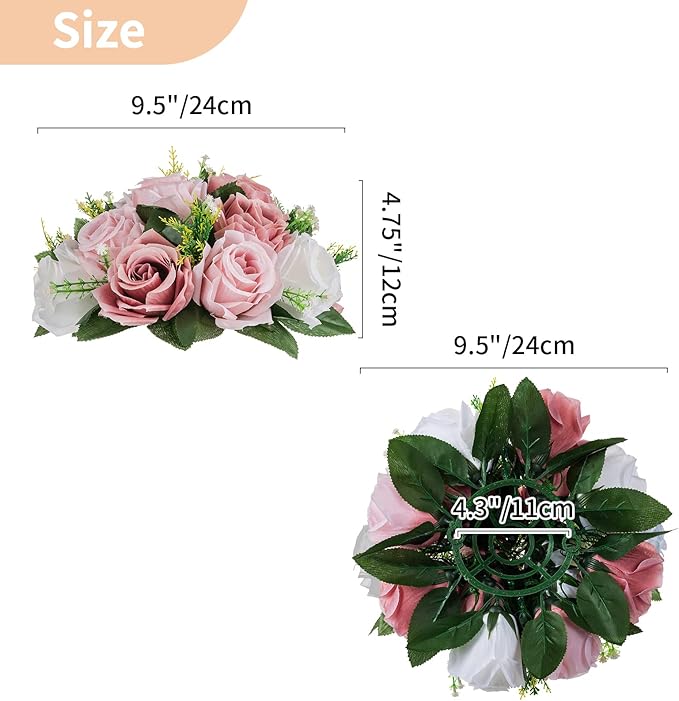 NUPTIO Flower Balls for Wedding Centerpieces - 10 Pcs 9.5 inch Diameter Fake Flower Ball Arrangement Bouquet Party Centerpieces for Tables - Dusty Rose Bouquet Centerpiece Flowers for Wedding Table