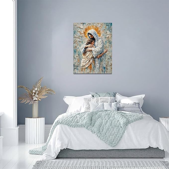Christian Wall Art Print, Religious Scripture Biblical Decor, Faith-Based Inspirational Landscape with Cross, Digital Printed Canvas Poster for Church, Home Chapel, Prayer Room Decor