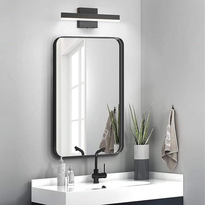 Black Bathroom Vanity Light 15.75 inch, 12W Dimmable 5CCT LED Modern Bathroom Light Fixture Over Mirror - ETL Certificated