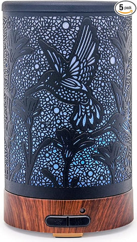 Essential Oil Diffuser - Multifunction Aromatherapy Diffuser 7 LED Color Changing Light 150ML Metal Diffuser Easy to Clean Suitable for Home,Office (Hummingbird)