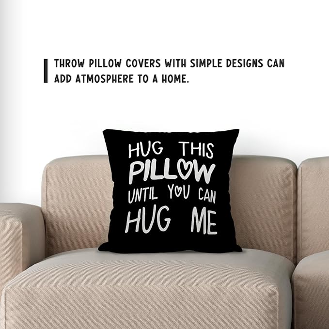 Long Distance Relationships Gifts Reversible Throw Pillow Covers Decor for Home Bedroom,18'' x 18'' Pillow case,Boyfriend Girlfriend Birthday Gifts,Gift Wife,Husband,Wedding Anniversary (black-2)