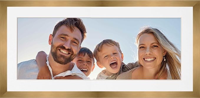 12x36 Frame with Mat - Bronze 16x40 Frame Wood Made to Display Print or Poster Measuring 12 x 36 Inches with White Photo Mat
