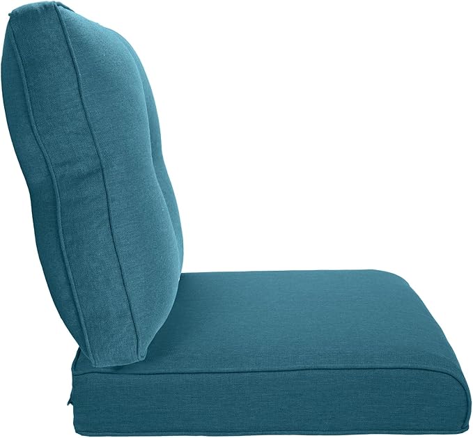22x25/22x24 Outdoor Cushions for Patio Couch Chairs Set of 3 - High Back Comfy Outside Seat Cushions for Wicker Dining Rocker Glider Loveseat 3-Seater Sectional Sofa - Peacock Blue/Button