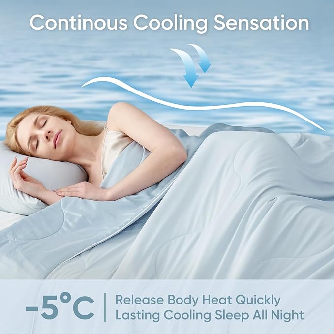 Snuggle Sac Cooling Comforter King Size, Breathable Cooling Blankets for Hot Sleepers and Night Sweats, Summer Comforters for King Size Bed, Soft Lightweight Blankets, 106x90 Inches, Ice Blue