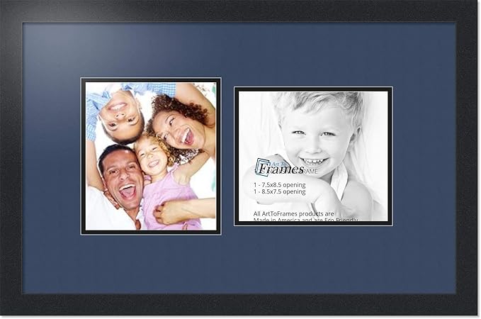 ArtToFrames Double-Multimat-108-837/89-FRBW26079 Collage Photo Frame Double Mat with 2-7.5x8.5 Openings and Satin Black Frame