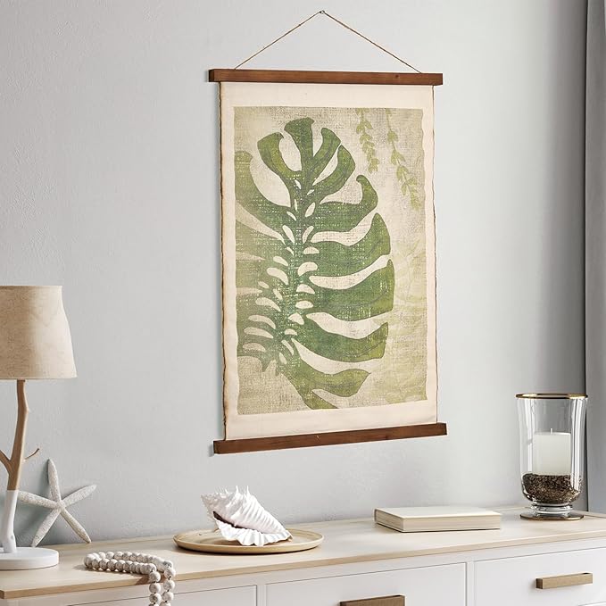 American Art Decor Leaf Wall Scroll Tapestry with Rope