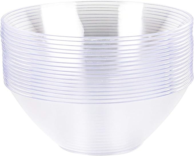 [6 OZ 100 Count] Clear Plastic Organic Party Dessert bowls Premium heavyweight Elegant Disposable Tableware Dishes