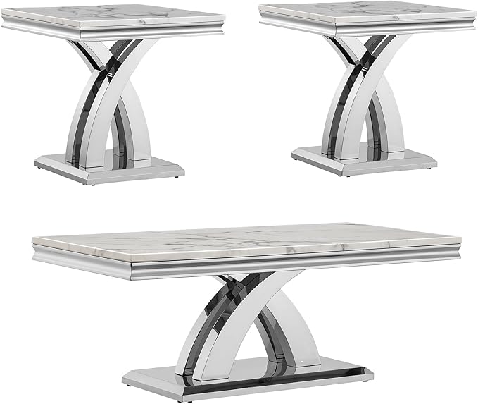 Marble Console Entryway Table, 47 inch Faux Marble Narrow Long Sofa Table, Modern White Tall Accent Table for Living Room, Entrance Table with Silver Geometric Stainless Steel Frame