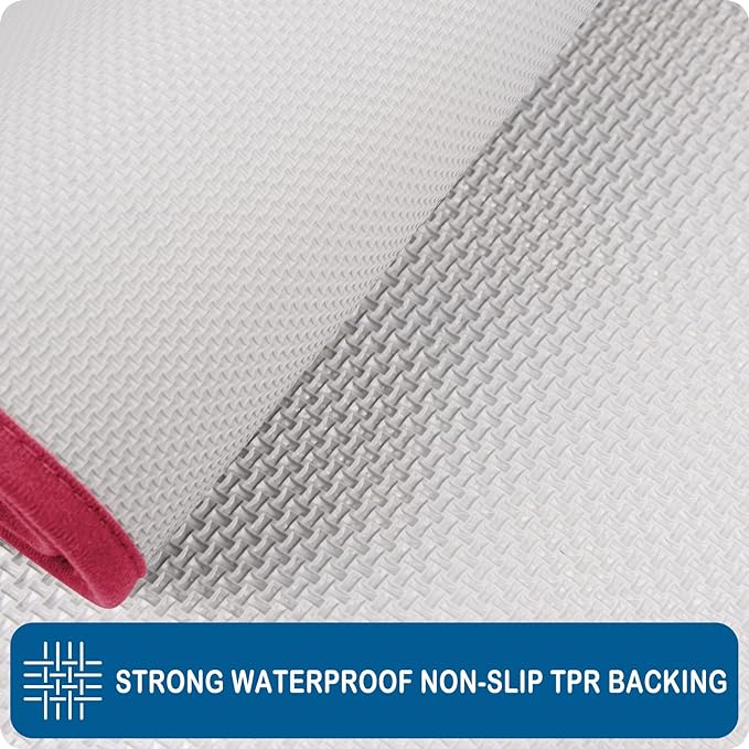 PURRUGS Machine Washable Kitchen Rug 32" x 47", Non-Slip/Skid Kitchen Runner Rugs & Floor Mats, Super Absorbent Soft Standing Mats for Kitchen, Sink & Laundry, Burgundy Red