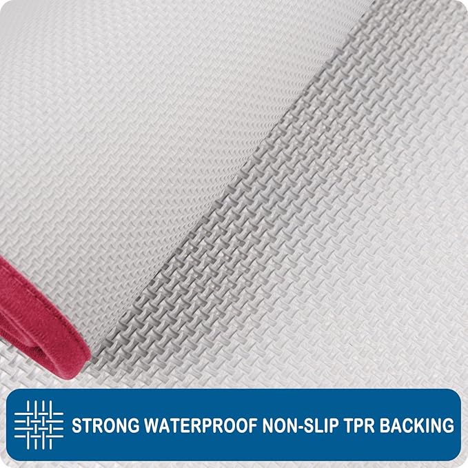 PURRUGS Machine Washable Kitchen Rug 24" x 35.5", Non-Slip/Skid Kitchen Runner Rugs & Floor Mats, Super Absorbent Soft Standing Mats for Kitchen, Sink & Laundry, Burgundy Red