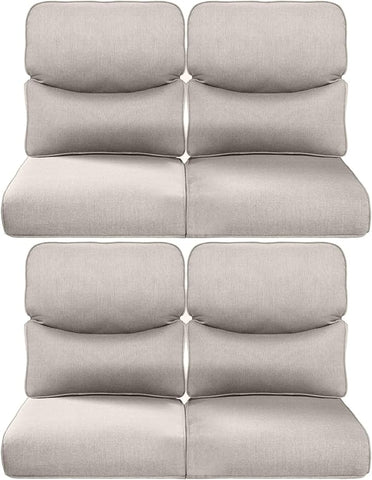 22x25/22x24 Outdoor Chair Cushions Set of 4 - Heavy Duty High Back Replacement Zippered Cushion for Patio Furniture Set Dining Gliding Rocking Chairs Loveseat L-Shape Sofa - Beige/Smile