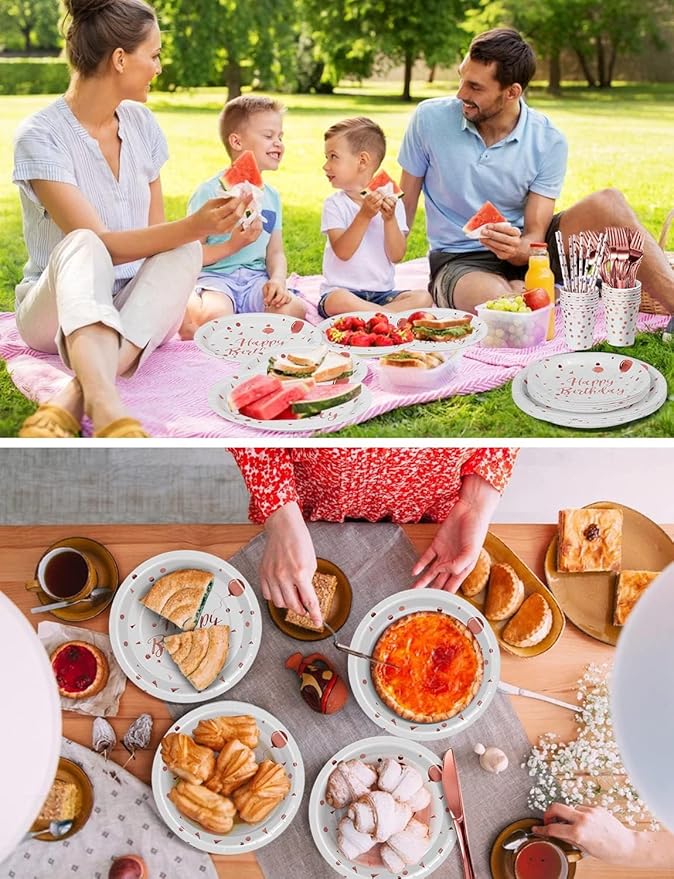 Birthday Party Tableware, 161 Pieces Rosegold Party Supplies, Party Dinnerware Sets Include Paper Plates Napkins Cups Silverware, for Shower Engagement Parties Decoration -20 Serves