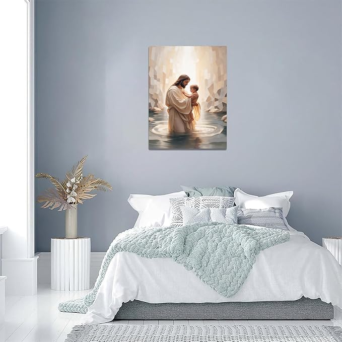 Christian Wall Art Print, Religious Scripture Biblical Decor, Faith-Based Inspirational Landscape with Cross, Digital Printed Canvas Poster for Church, Home Chapel, Prayer Room Decor