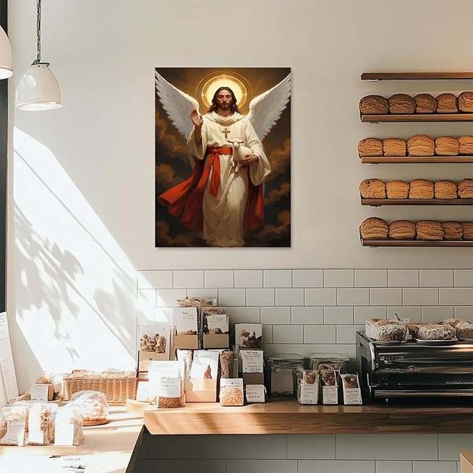 Christian Wall Art Print, Religious Scripture Biblical Decor, Faith-Based Inspirational Landscape with Cross, Digital Printed Canvas Poster for Church, Home Chapel, Prayer Room Decor