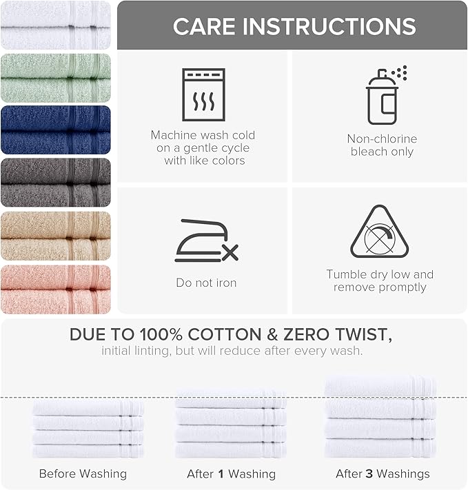 Comfort Spaces Extra Large Bath Towel Set of 4 Piece 30x60 Bath Sheet Set Shower Towel Beach Towel 100% Cotton Bathroom White Towel Set Quick Dry Oversized Highly Absorbent Soft 400GSM Dual Layer