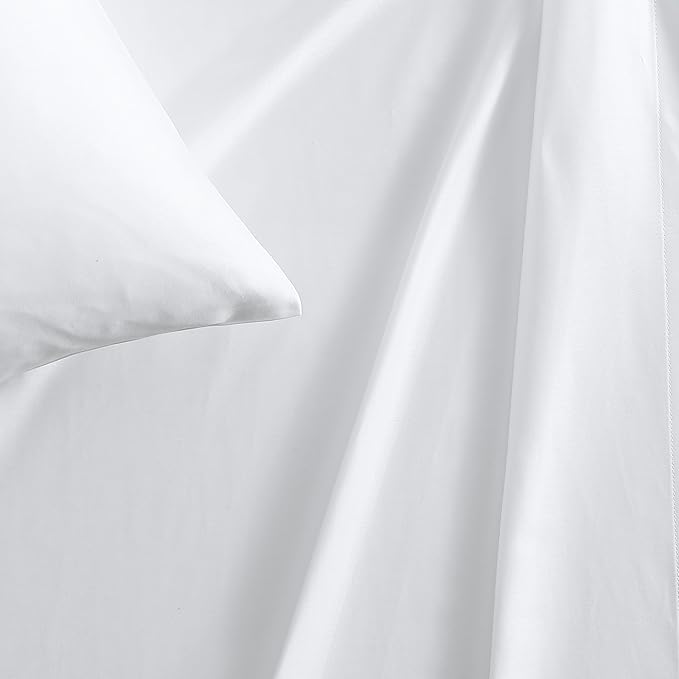 Vera Wang - Queen Sheet Set, Luxury Sateen Cotton Bedding, 800 Thread Count, Soft & Smooth Room Essentials (White, Queen)