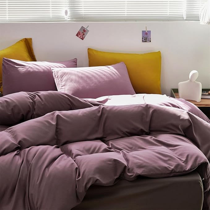 CLOTHKNOW Dusty Purple Full Size Comforter Sets Pale Mauve Bedding Comforter Sets Soft All Season Women Girls Comforter with 2 x Pillow Cases