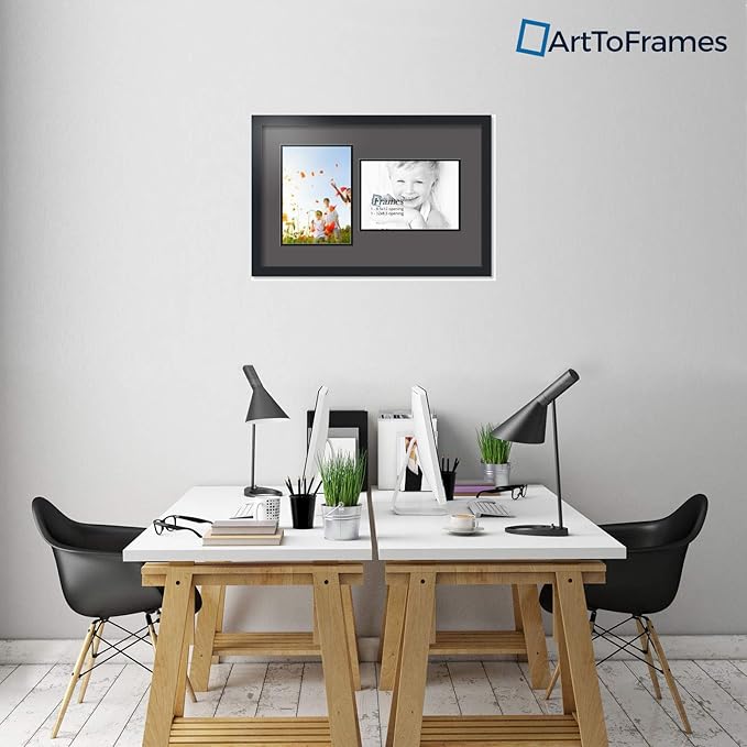 Art to Frames Double-Multimat-776-41/89-FRBW26079 Collage Photo Frame Double Mat with 2 - 8.5x12 Openings and Satin Black Frame