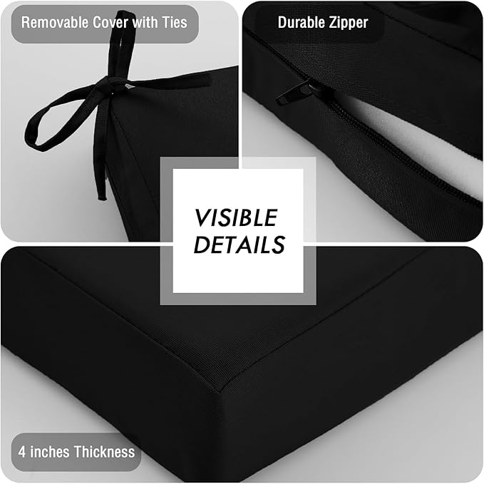 idee-home Outdoor Cushions for Patio Furniture, Waterproof Outdoor Seat Cushion Hampton Bay Deep Seat Replacement Cushions for Garden