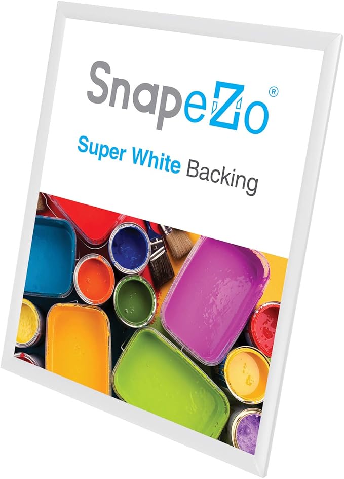 SnapeZo Poster Frame 18x24 Inches, White 1 Inch Aluminum Profile, Front-Loading Snap Frame, Wall Mounting, Sleek Series