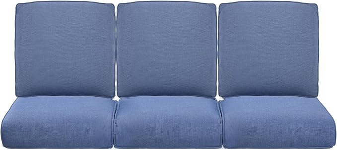 22x25/22x24 Outdoor Cushions for Patio Couch Chairs Set of 3 - High Back Comfy Outside Seat Cushions for Wicker Dining Rocker Glider Loveseat 3-Seater Sectional Sofa - Navy Blue/Classic