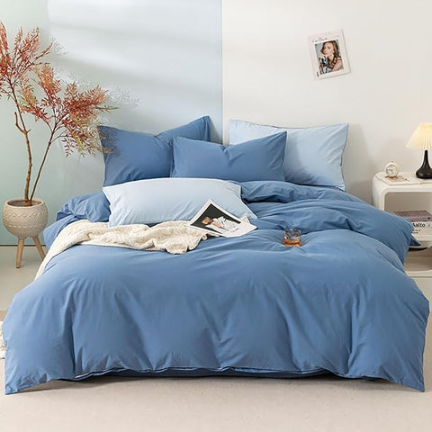 Luxlovery Lake Blue Comforter Set Full Women Men Bedding Sets Dusty Blue Quilt Blanket Full Comfy Soft Lightweight Comfy Bedding Comforter Set with 2 Pillowcases