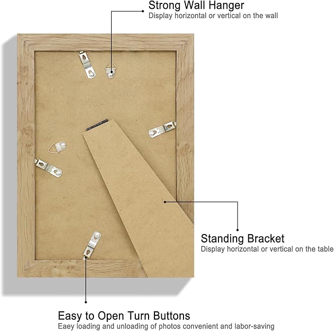 6x9 Picture Frame Set of 2, Made of Real Glass and Natural Oak Wooden Frame - 6 by 9 Photo for Wall or Tabletop Display