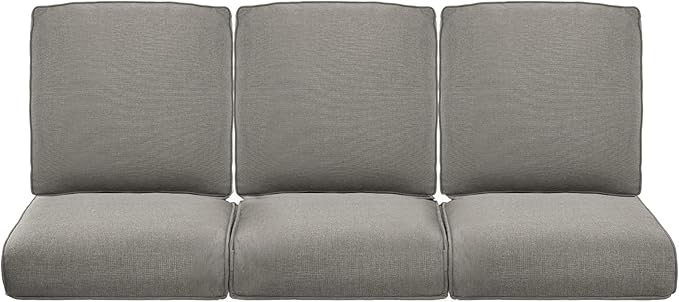 22x25/22x24 Outdoor Cushions for Patio Couch Chairs Set of 3 - High Back Comfy Outside Seat Cushions for Wicker Rattan Dining Rocker Glider Loveseat 3-Seater Sectional Sofa - Grey/Classic