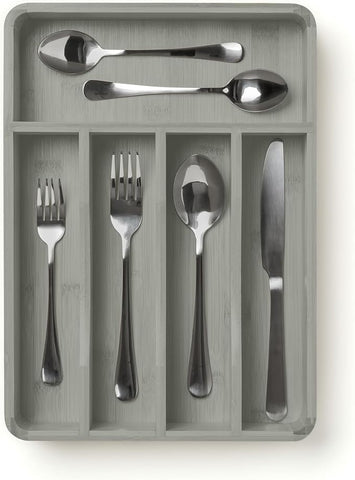 SMIRLY Silverware Drawer Organizer – Bamboo Kitchen Drawer Organizer, Adjustable Utensil Holder and Cutlery Tray, Drawer Dividers for Flatware and Kitchen Utensils