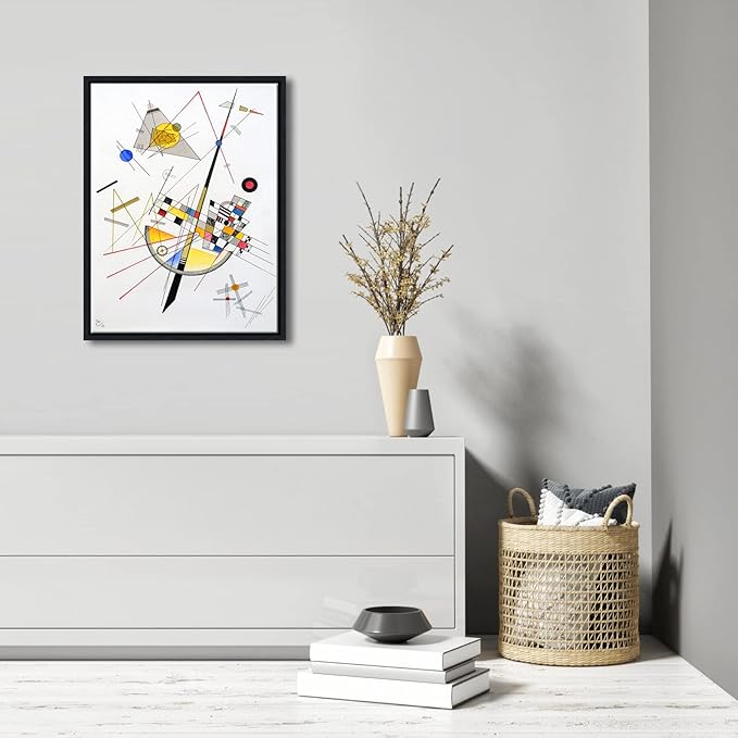Wieco Art Framed Canvas Wall Art Delicate Tension #85, 1923 by Wassily Kandinsky Classic Famous Paintings Reproductions Canvas Wall Art for Home Office Decoration
