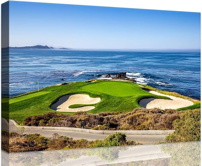 USA California Golf Course Wall Art for Living Room Bedroom Bathroom Home Decorations Golf Course Picture Poster Print on Canvas Modern Artwork Framed Ready to Hang(12''H x 16''W)