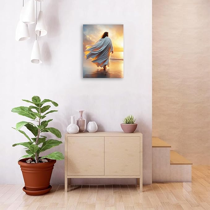 Christian Wall Art Print, Religious Scripture Biblical Decor, Faith-Based Inspirational Landscape with Cross, Digital Printed Canvas Poster for Church, Home Chapel, Prayer Room Decor