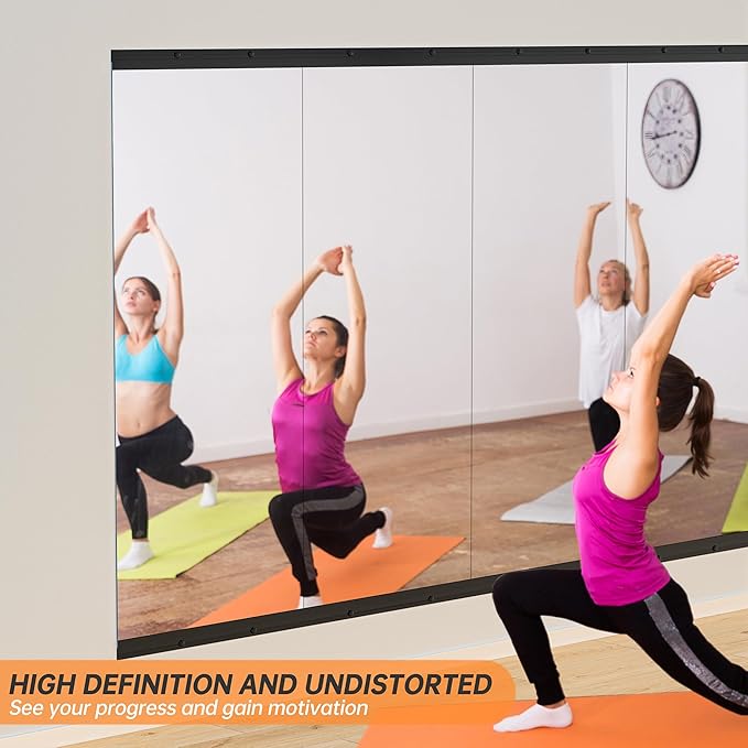 Hasipu 83''x39'' Home Gym Mirror Large Full Length Wall Mounted Full Body Mirror for Yoga Dance Fitness Exercise Studio Bedroom Garage, Frameless Tempered Glass Workout Mirrors Black Rectangular