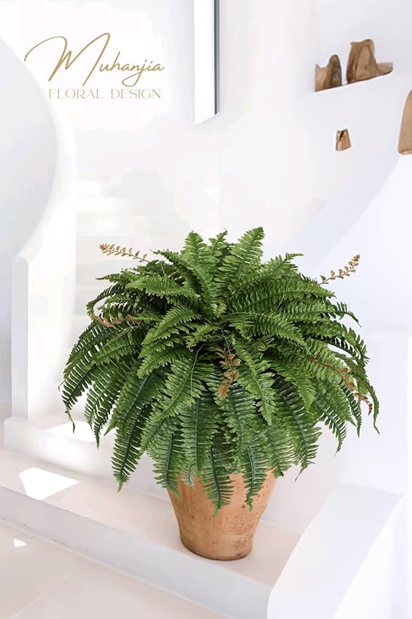 Artificial Boston Fern Silky Bush, 48IN Faux Fern Large Hanging Lifelike Plant for Indoors Outdoors Home Decor, Suitable for Porch Entrance Garden Home, 85Branches (1 Pcs)