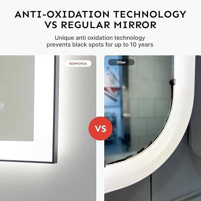 32x40'' LED Bathroom Mirror with Light, Frameless, Dimmable Front & Backlit, Anti-Fog, Distortion Free, Light Memory, Tempered and Shatter-Proof Wall Mounted Vanity Silver Coating Mirror
