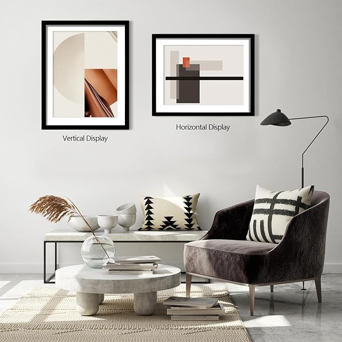 22x28 Picture Frame Set of 5, Black Poster Frame, Display Pictures 18 x 24 with Mat or 22 x 28 Without Mat for Horizontal or Vertical Wall Mounting, Wall Gallery Frame