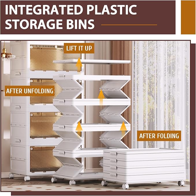 QudraKast 4-Tier Stackable Plastic Storage Bins - 37QT Stackable Storage Bins - Closet Organization and Storage, Suitable for Bedroom, Organization and Storage Boxes for Study, Toy Room, Office