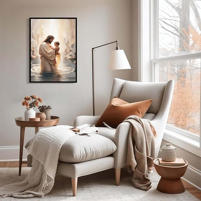 Christian Wall Art Print, Religious Scripture Biblical Decor, Faith-Based Inspirational Landscape with Cross, Digital Printed Canvas Poster for Church, Home Chapel, Prayer Room Decor