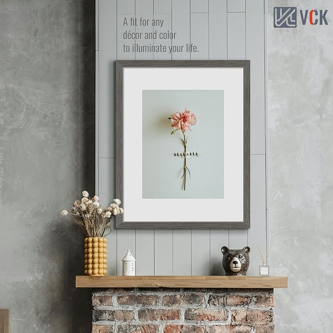 VCK 22x28 Frame Set of 5, Gray Solid Wood Poster Picture Frame, Exclusive Wood Grain, Wall Gallery Frame