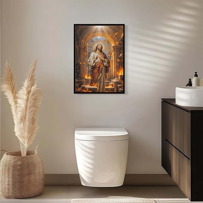 Christian Wall Art Print, Religious Scripture Biblical Decor, Faith-Based Inspirational Landscape with Cross, Digital Printed Canvas Poster for Church, Home Chapel, Prayer Room Decor