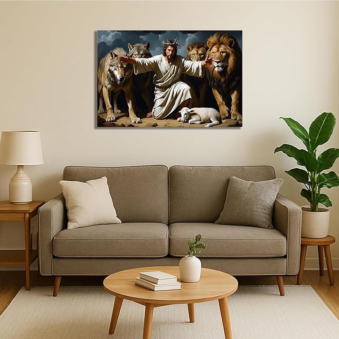 Christian Wall Art Print, Religious Scripture Biblical Decor, Faith-Based Inspirational Landscape with Cross, Digital Printed Canvas Poster for Church, Home Chapel, Prayer Room Decor