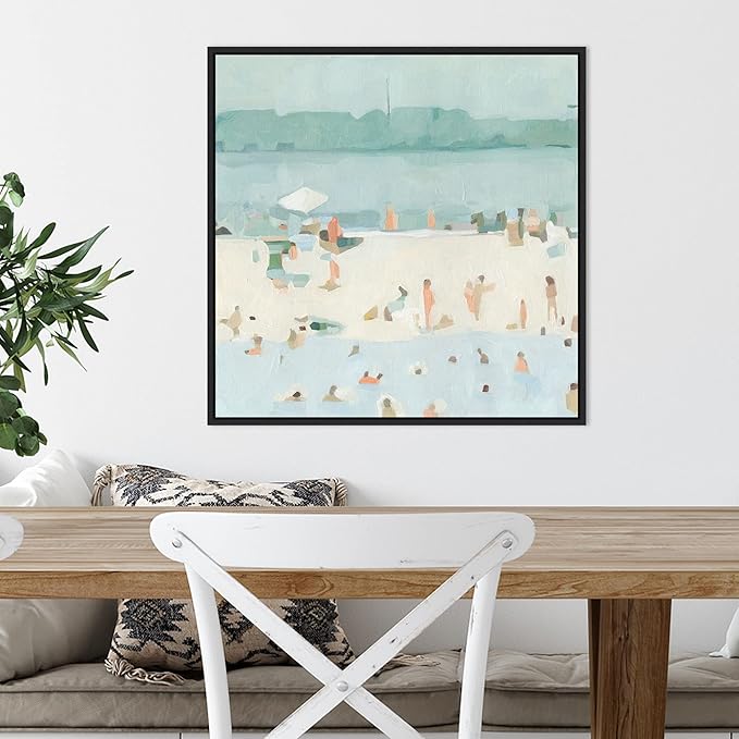 Amanti Art Framed Canvas Wall Art 22x22 Sea Glass Sandbar I by Emma Scarvey, Framed Wall Art Canvas, Abstract Artwork, Modern Decor, Medium Poster Painting for Living Room, Bedroom, Bathroom, Kitchen