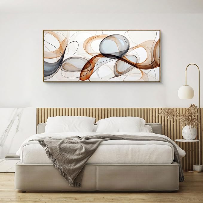 XLSJERST Wall Art for Living Room Elegant Curves Abstract Modern Lightness Wall Art for Office Wall Decor Adorned with an Exquisite Frame for a Touch of Sophistication