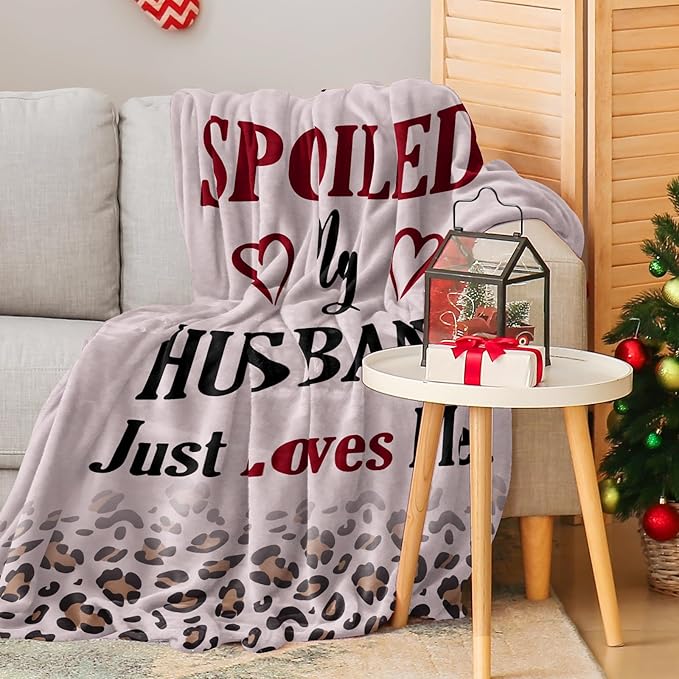 CENSIHER Gifts for Wife, Spoiled Wife Blanket 60x50in, Valentines Gifts for Her Wife, Anniversary Birthday Gifts for Women Her, Wife Birthday Gift Ideas, Presents for Mothers Day Christmas